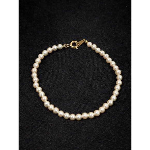 Vintage Cream Glass Faux Pearl Classic Bracelet 7 inches - Picture 7 of 9